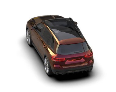 siyah modern spor araba - üst görünüm. Yan görünüş. 3d oluşturma.