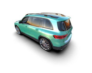 Modern şehir arabası kırpma yolu ile beyaz arka planda izole edildi. 3d oluşturma