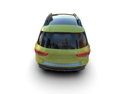 modern şehir arabası beyaz zemin üzerinde izole edilmiş 3 boyutlu görüntüleme