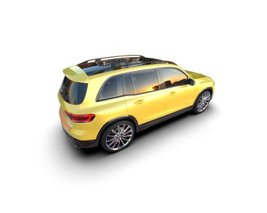 Şehrin arka planında modern araba