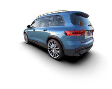 Modern araba beyazda izole edilmiş. 3D görüntüleme - illüstrasyon