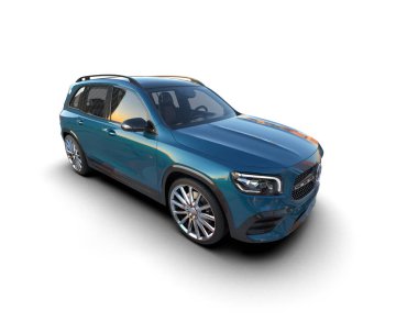 Modern araba beyazda izole edilmiş. 3D görüntüleme - illüstrasyon