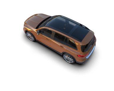 modern araba beyaz arka planda izole edildi. 3 boyutlu çizim - illüstrasyon