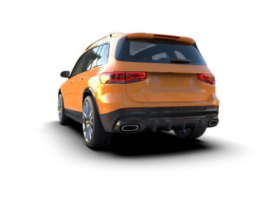 Modern araba arka planda izole edilmiş. 3d oluşturma.