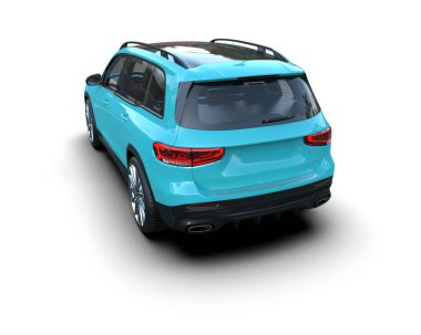 Araba beyaz arka planda izole edilmiş. 3D render - Stüdyo görünümü.