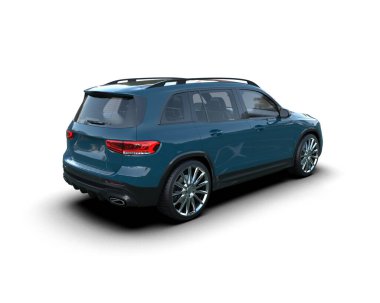 Modern SUV beyaz arka planda izole edildi. 3d oluşturma
