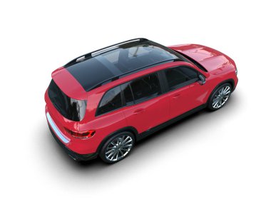 Beyaz arkaplanda izole edilmiş bir araba - 3 boyutlu görüntüleme