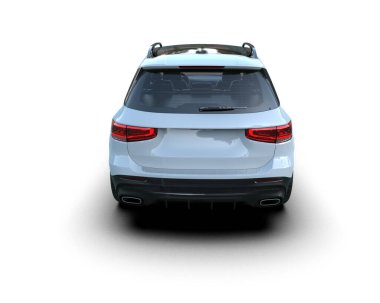 beyaz modern araba beyaz arka planda 3 boyutlu görüntüleme