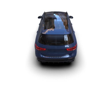 Modern araba arka planda izole edilmiş. 3D görüntüleme - illüstrasyon