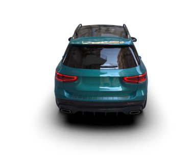 Arka planda modern şehir arabası. 3d oluşturma.