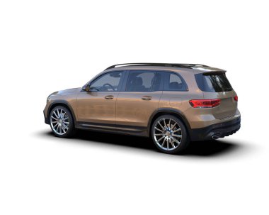 Beyaz arka planda bir araba. 3d illüstrasyon