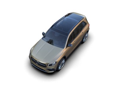 Modern araba beyaz arka planda izole edilmiş. 3d oluşturma