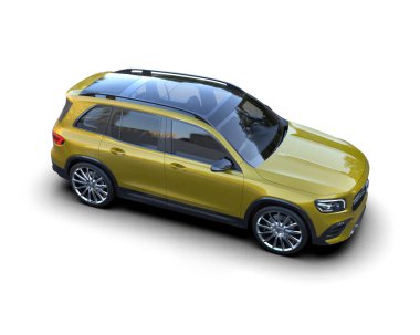 beyaz arka planda modern kompakt araba.