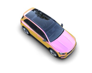 beyaz arka planda pembe modern araba