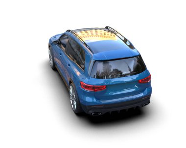 Modern bir SUV 'un 3 boyutlu görüntüsü. 3d oluşturma