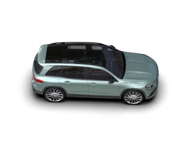 Beyaz arka planda beyaz, modern bir cip. 3d oluşturma.