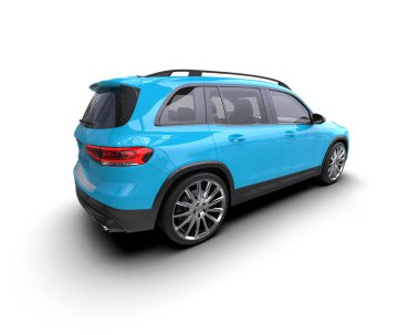 Beyaz arka planda izole edilmiş mavi lüks spor araba.