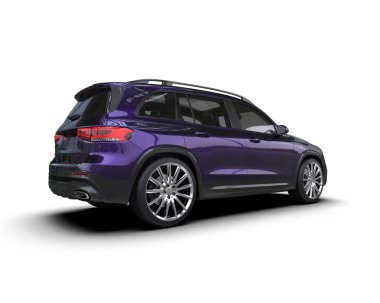 Mor modern lüks araba beyaz arka planda izole edilmiş. 3d oluşturma