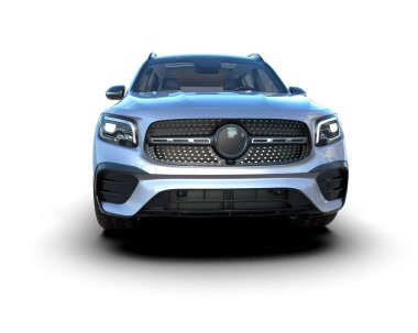 Beyaz arka planda izole edilmiş gerçekçi bir SUV arabası. 3d görüntüleme - illüstrasyon