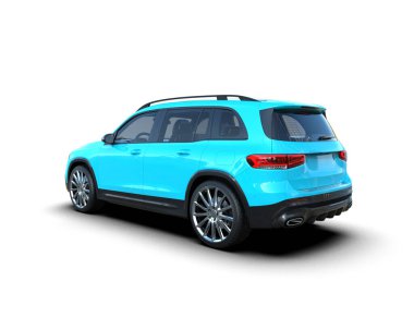 Beyaz arkaplanda mavi SUV