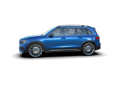 mavi modern araba - arka plan - 3 boyutlu görüntüleme