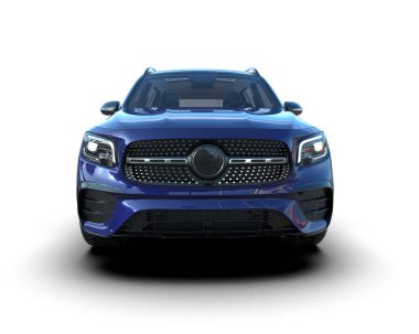 Beyaz arka planda modern bir araba. Ön ve arka manzara. 3 Boyutlu Hazırlama