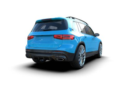 Beyaz arka planda izole edilmiş gerçekçi bir SUV arabası. 3d görüntüleme - illüstrasyon