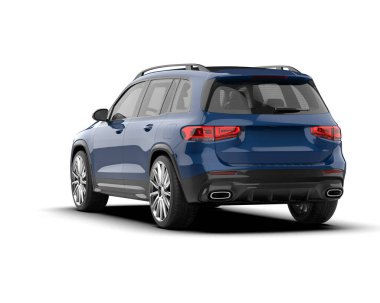 Modern araba kırpma yolu olan beyaz üzerine izole edilmiş. 3 Boyutlu Hazırlama