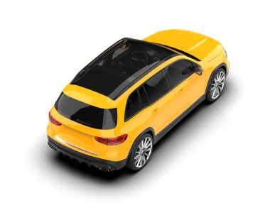 Beyaz arka planda izole edilmiş 3 boyutlu araba çizimi