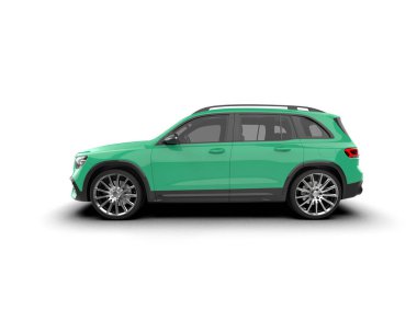 Beyaz arka planda izole edilmiş gerçekçi bir SUV arabası. 3d görüntüleme - illüstrasyon
