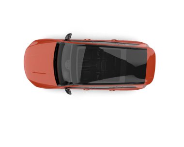 Beyaz arkaplanda izole edilmiş kırmızı modern arabanın yan görünümü