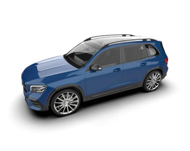 Araç beyaz arkaplanda izole edildi. 3 boyutlu görünüm - yan görünüm