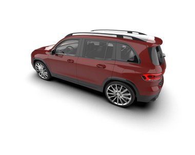 Modern araba arka planda izole edilmiş. 3D görüntüleme - illüstrasyon