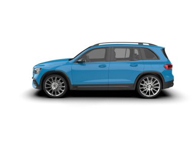 Beyaz arkaplanda mavi lüks SUV izole edildi