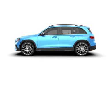 Stüdyo ortamında markasız bir SUV 'un 3 boyutlu çizimi