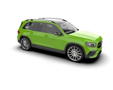 Beyaz arka planda modern kompakt araba. 3 Boyutlu Hazırlama