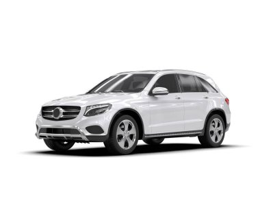 modern lüks beyaz araba beyaz arka planda kırpma yolu ile