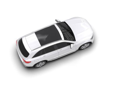 beyaz modern araba - arka görüş. 3d illüstrasyon