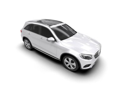 Beyaz modern araba arka planda izole edilmiş. 3d oluşturma