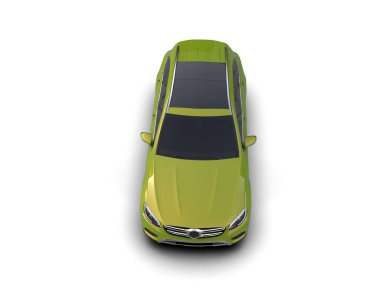 Işık arka planında modern bir araba. 3 boyutlu oluşturulmuş resim