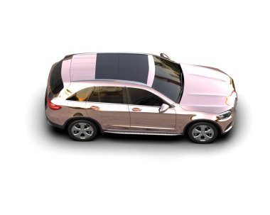 Beyaz arka planda bir araba. 3d illüstrasyon