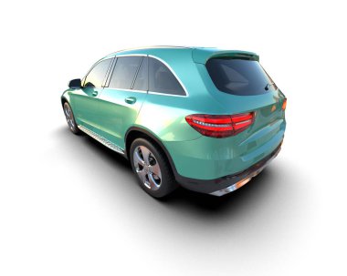 Stüdyo ortamında markasız bir SUV 'un 3 boyutlu çizimi