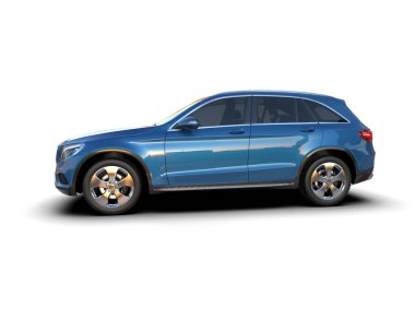 mavi araba modern SUV beyaz arka planda izole edildi