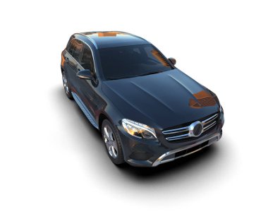 siyah lüks spor araba - 3 boyutlu illüstrasyon