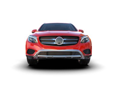 Beyaz arka planda modern lüks kırmızı araba. 3d oluşturma