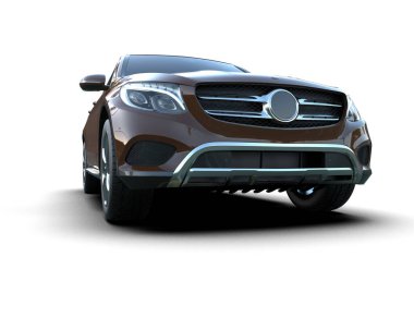 Lüks araba, beyaz arka planda modern araba. 3 boyutlu.