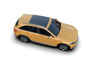 Beyaz arka planda modern bir araba. 3d oluşturma.