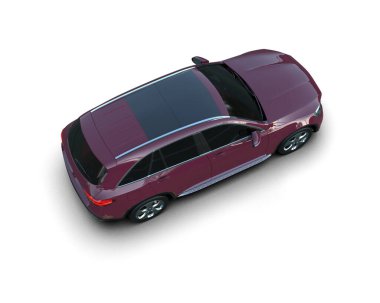 Beyaz arka plan üzerinde izole kırmızı modern otomobil.