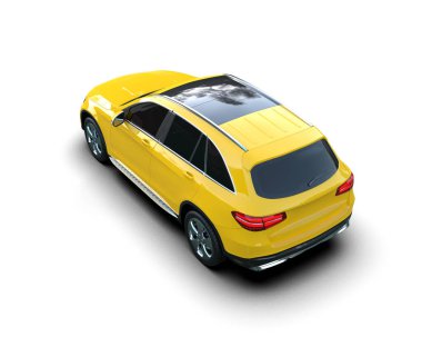sarı modern araba beyaz arka planda izole