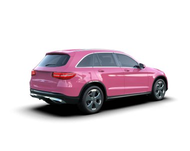 beyaz arka planda modern pembe araba